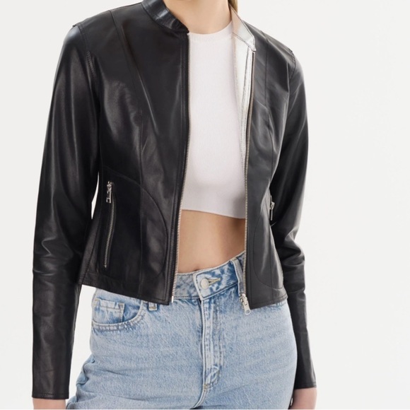 Lamarque CHAPIN | REVERSIBLE LEATHER BOMBER black-silver size small - Picture 14 of 14